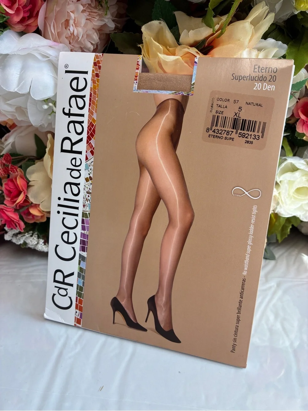 Cecilia de Rafael Eterno Superlucido 20 High Gloss Tights Natural XL Waistless